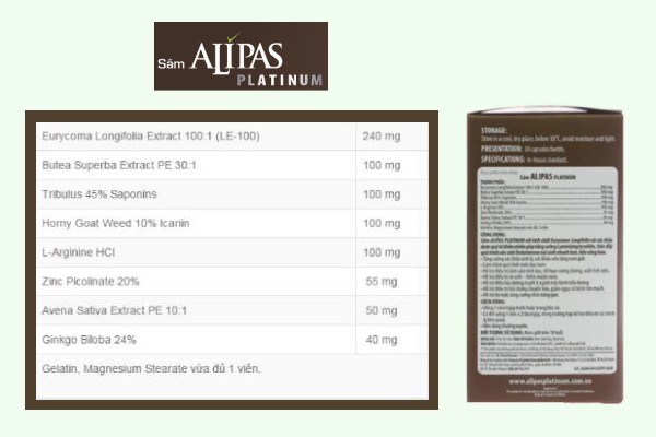Thành phần của Sâm Alipas Platinum