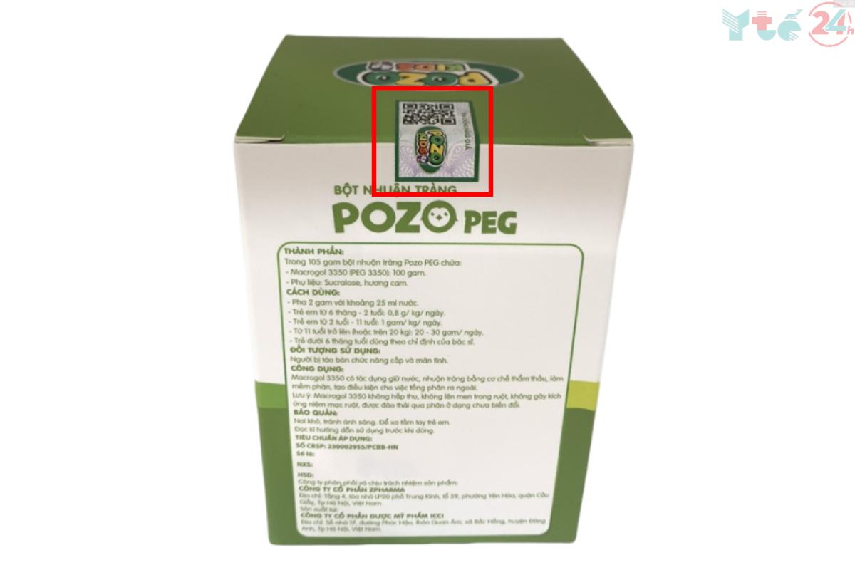 Bột nhuận tràng Pozo PEG chính hãng có tem chống hàng giả