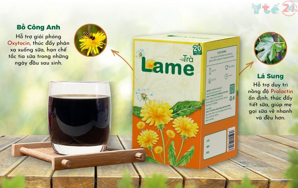 Trà Lame được chiết xuất dạng cao cô đặc từ lá sung và bồ công anh, hỗ trợ hấp thu hiệu quả trong giai đoạn sau sinh
