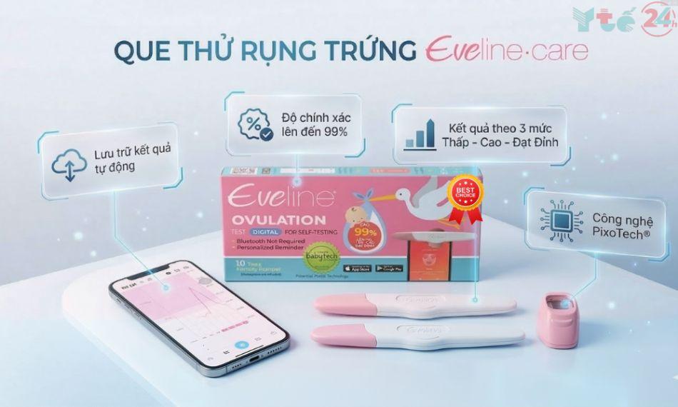 Que thử rụng trứng Eveline Care ứng dụng công nghệ cho phép đọc kết quả với độ chính xác cao, tiết kiệm chi phí trong quá trình canh trứng