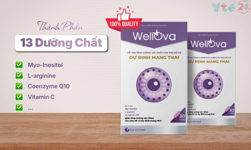 Top 4 viên uống điều kinh bổ trứng tốt nhất cho người kinh không đều 8 13 thành phần dưỡng chất trong WellOva hỗ trợ ổn định chu kỳ kinh, tăng cường sức khỏe cho phụ nữ có dự định mang thai