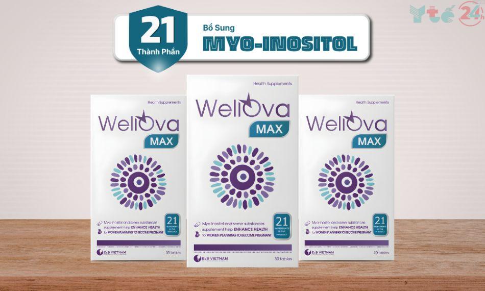 Top 4 viên uống điều kinh bổ trứng tốt nhất cho người kinh không đều 6 WellOva Max cung cấp 21 dưỡng chất tối ưu hỗ trợ điều kinh bổ trứng chuyên sâu