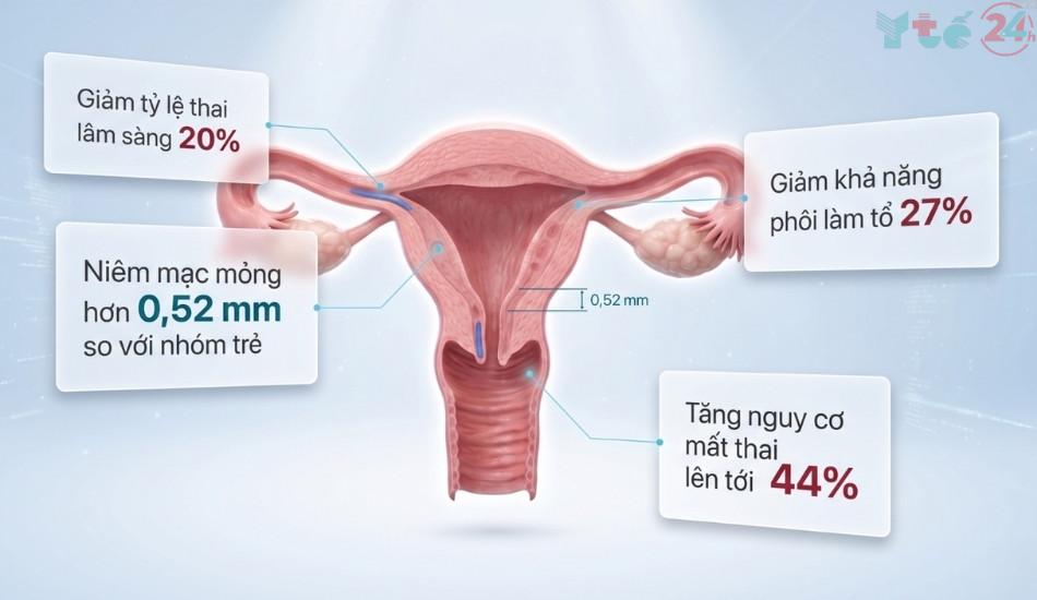 Niêm mạc tử cung ảnh hưởng tới tỷ lệ thụ thai thành công ở phụ nữ lớn tuổi