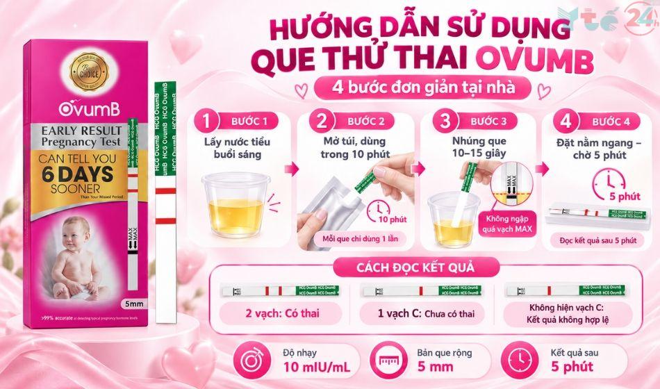 Que thử thai OvumB với độ nhạy 10 mIU/mL và thông tin cần biết 4 Que thử thai OvumB